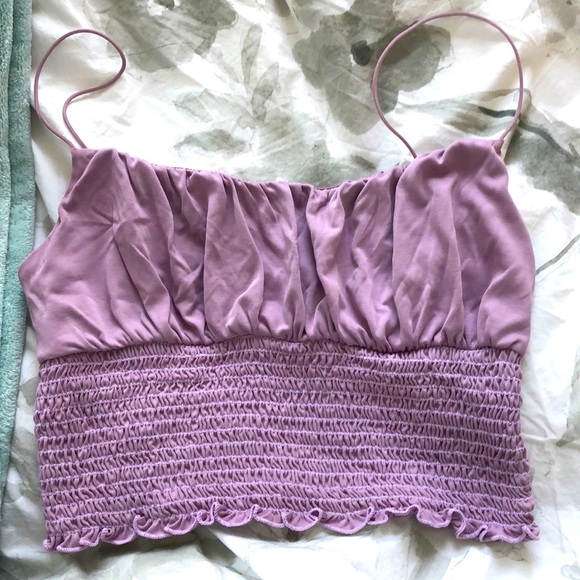 “emma cupro smocked cami” from urban outfitters in lavender colour - Picture 1 of 4